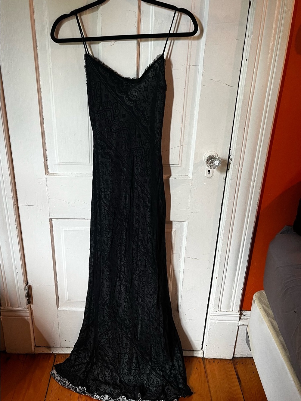 Laundry By Shelli Segal Black Lace Maxi Slip Dress